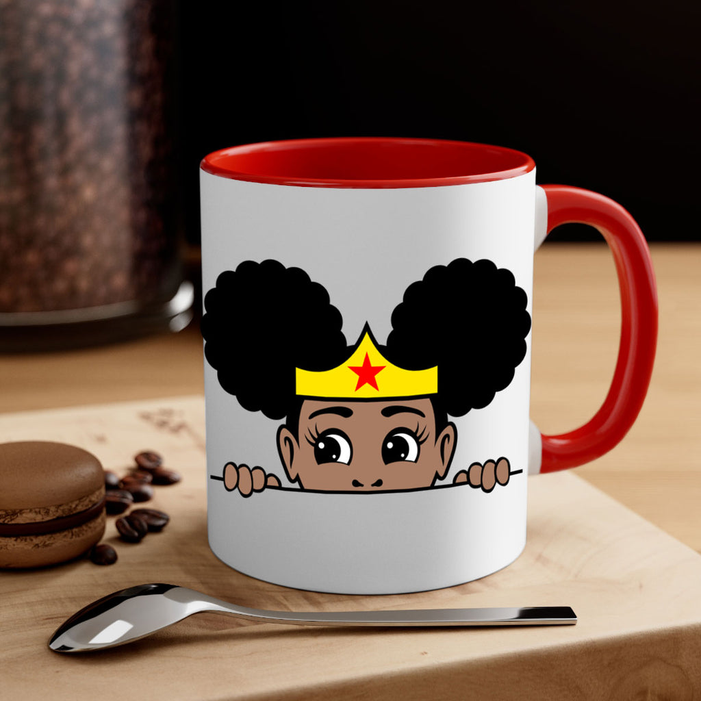 afro puff wonder woman girl peekaboo 84#- Black women - Girls-Mug / Coffee Cup