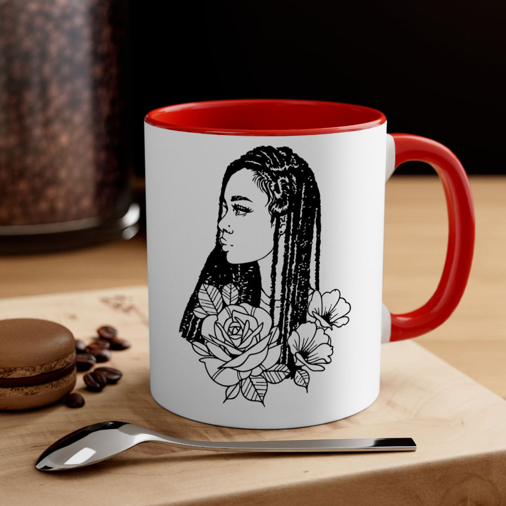afro with flowers 70#- Black women - Girls-Mug / Coffee Cup