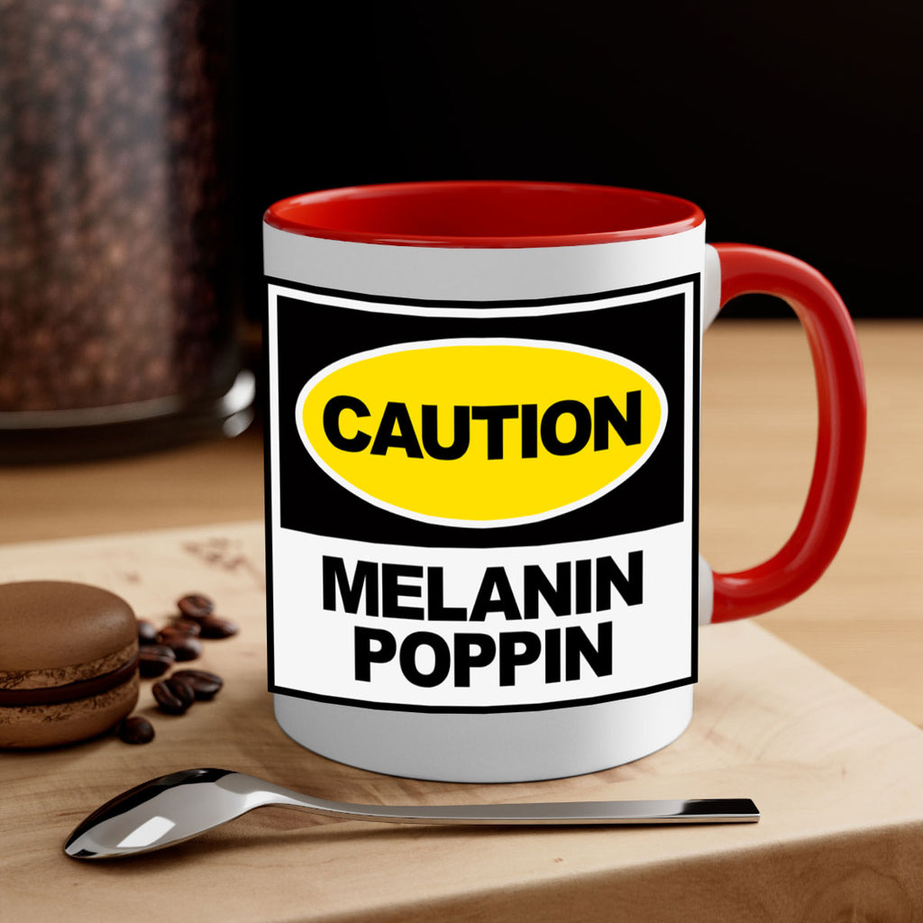 caution melanin poppin 188#- black words - phrases-Mug / Coffee Cup