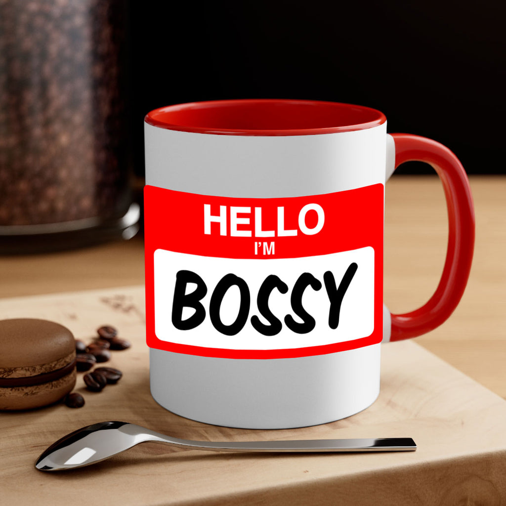 hello im bossy 132#- black words - phrases-Mug / Coffee Cup