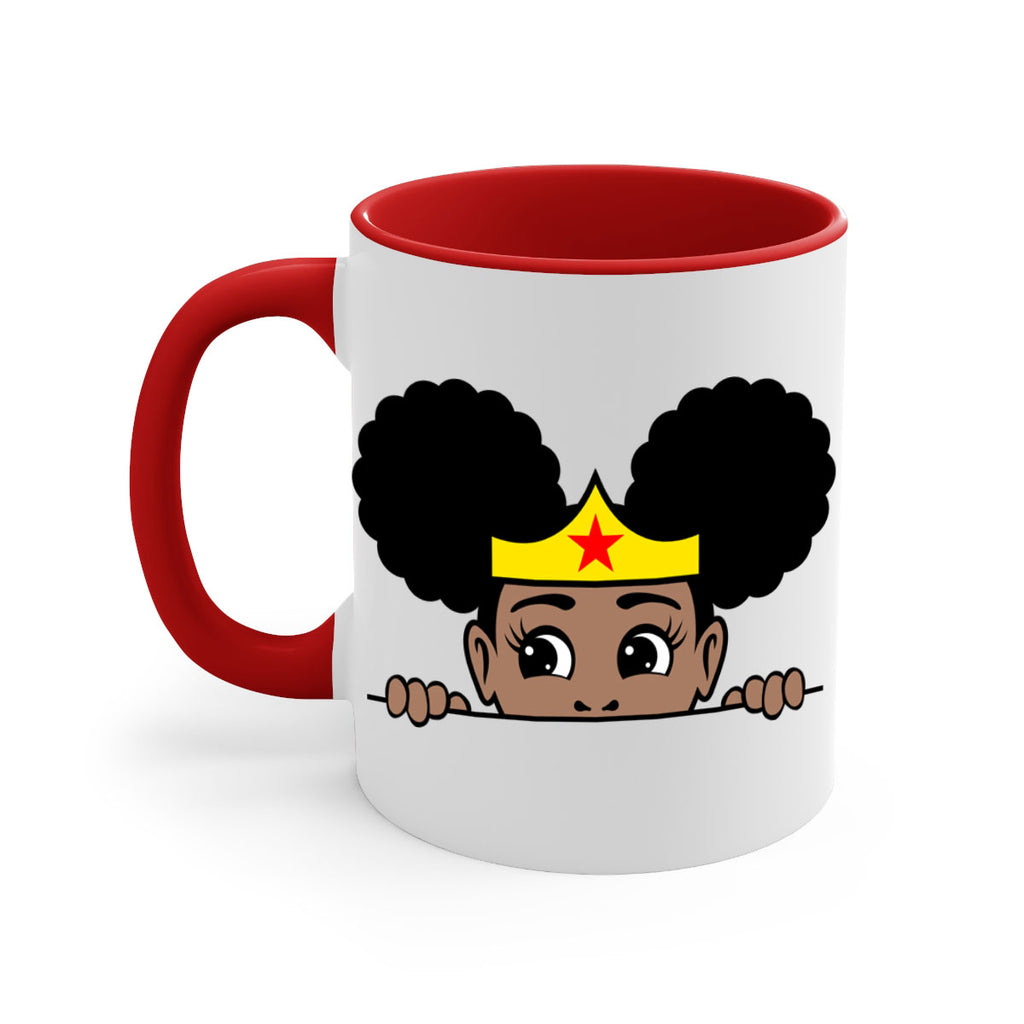 afro puff wonder woman girl peekaboo 84#- Black women - Girls-Mug / Coffee Cup