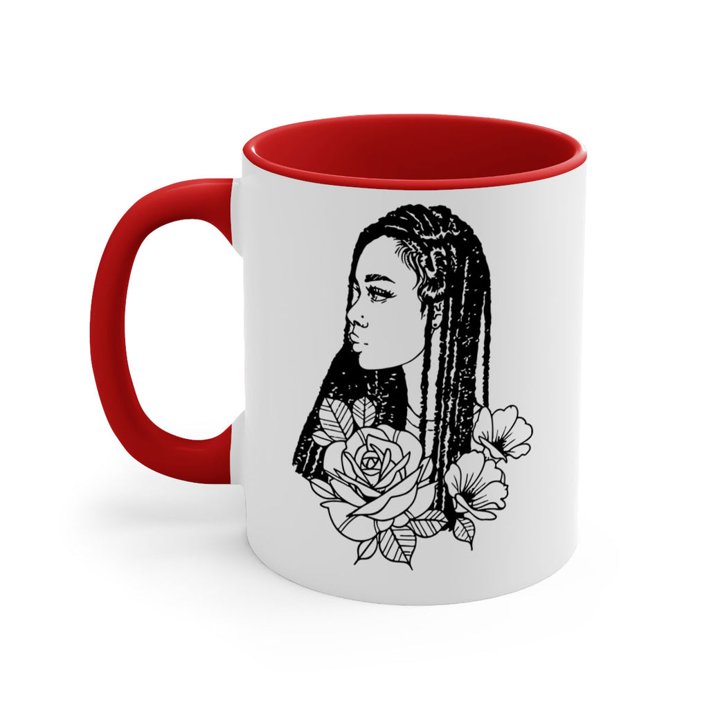 afro with flowers 70#- Black women - Girls-Mug / Coffee Cup