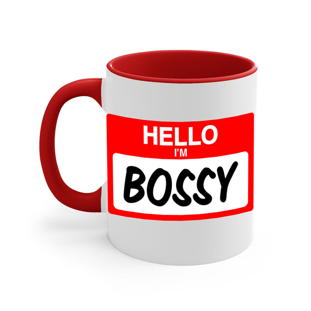 hello im bossy 132#- black words - phrases-Mug / Coffee Cup