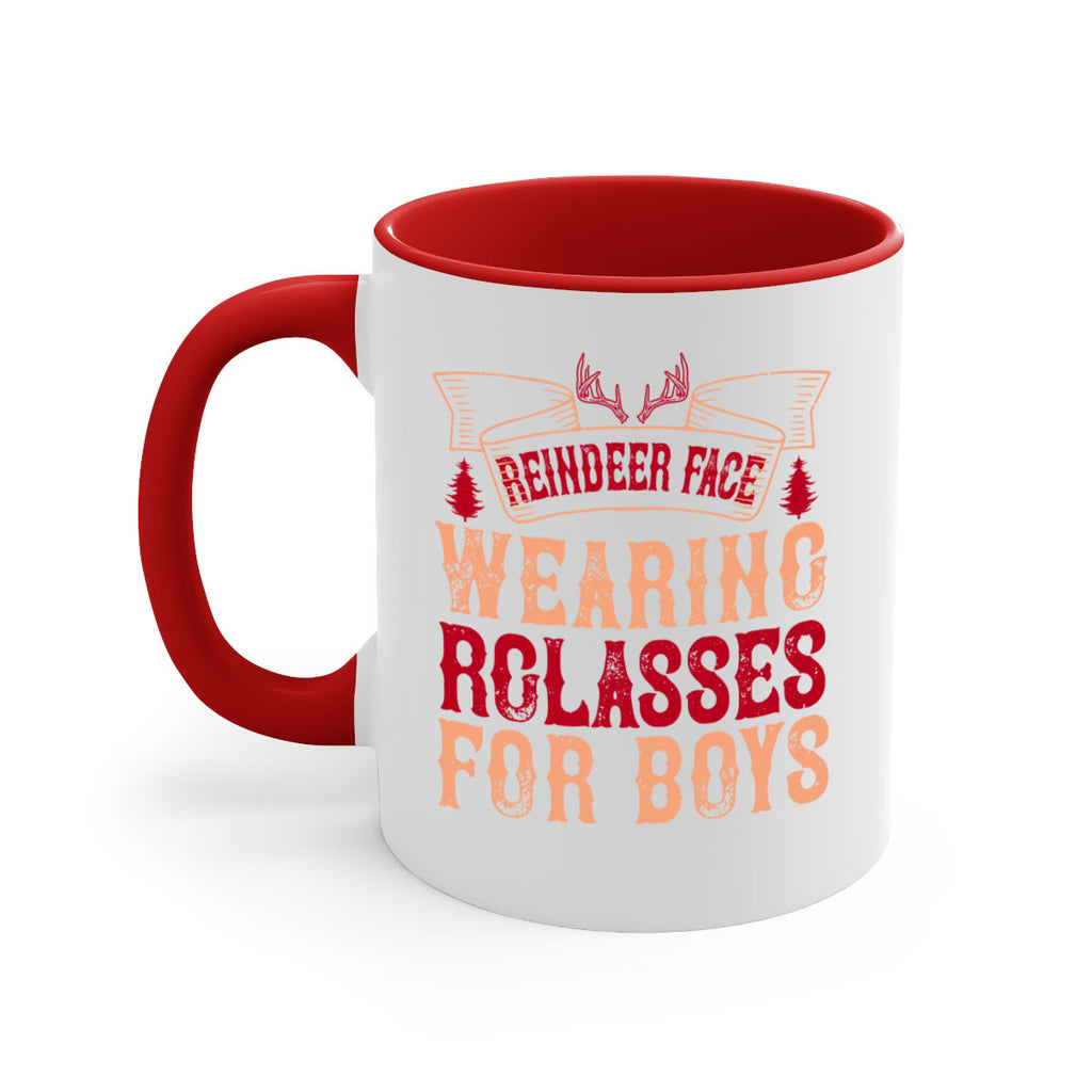 reindeer face wearing glasses for boys 370#- christmas-Mug / Coffee Cup