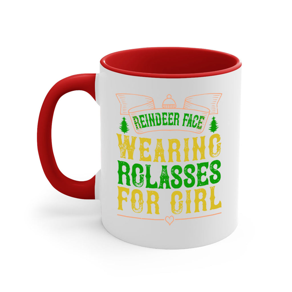 reindeer face wearing glasses for girl 368#- christmas-Mug / Coffee Cup