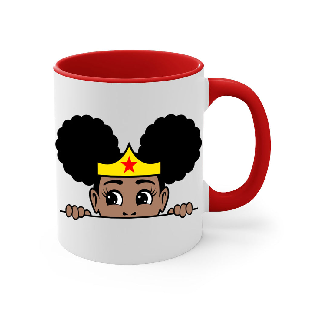 afro puff wonder woman girl peekaboo 84#- Black women - Girls-Mug / Coffee Cup