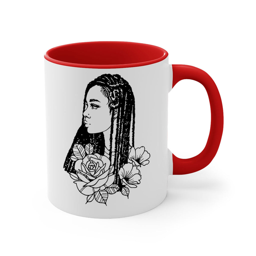 afro with flowers 70#- Black women - Girls-Mug / Coffee Cup