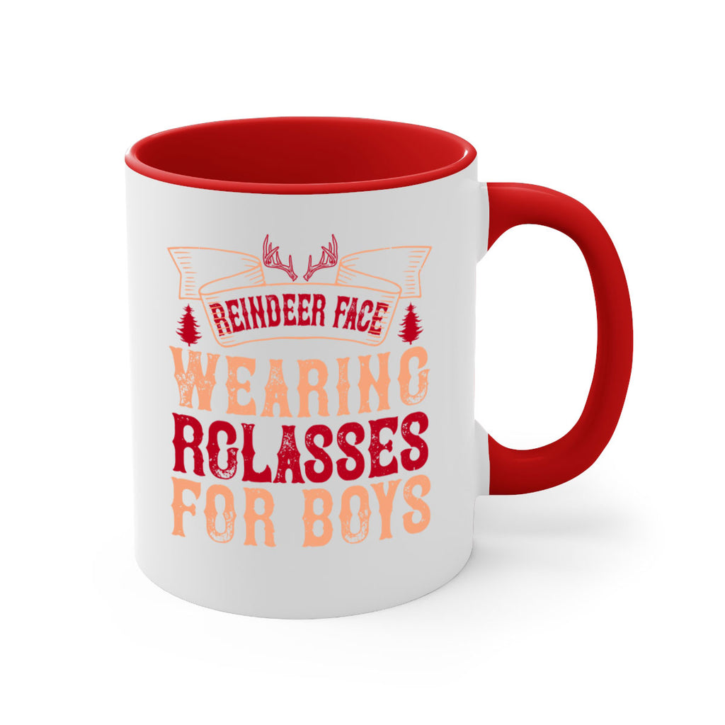 reindeer face wearing glasses for boys 370#- christmas-Mug / Coffee Cup