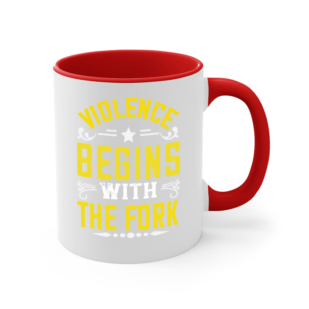 violence begins with the fork 11#- vegan-Mug / Coffee Cup