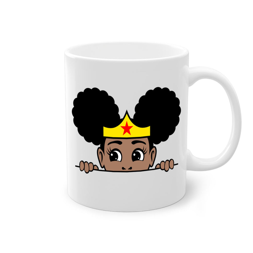 afro puff wonder woman girl peekaboo 84#- Black women - Girls-Mug / Coffee Cup