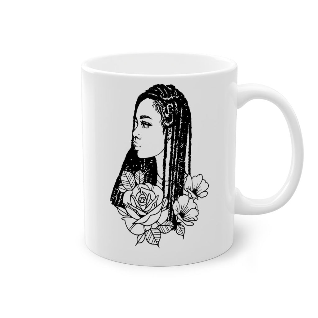 afro with flowers 70#- Black women - Girls-Mug / Coffee Cup