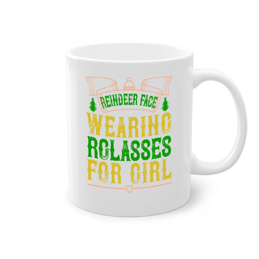 reindeer face wearing glasses for girl 368#- christmas-Mug / Coffee Cup