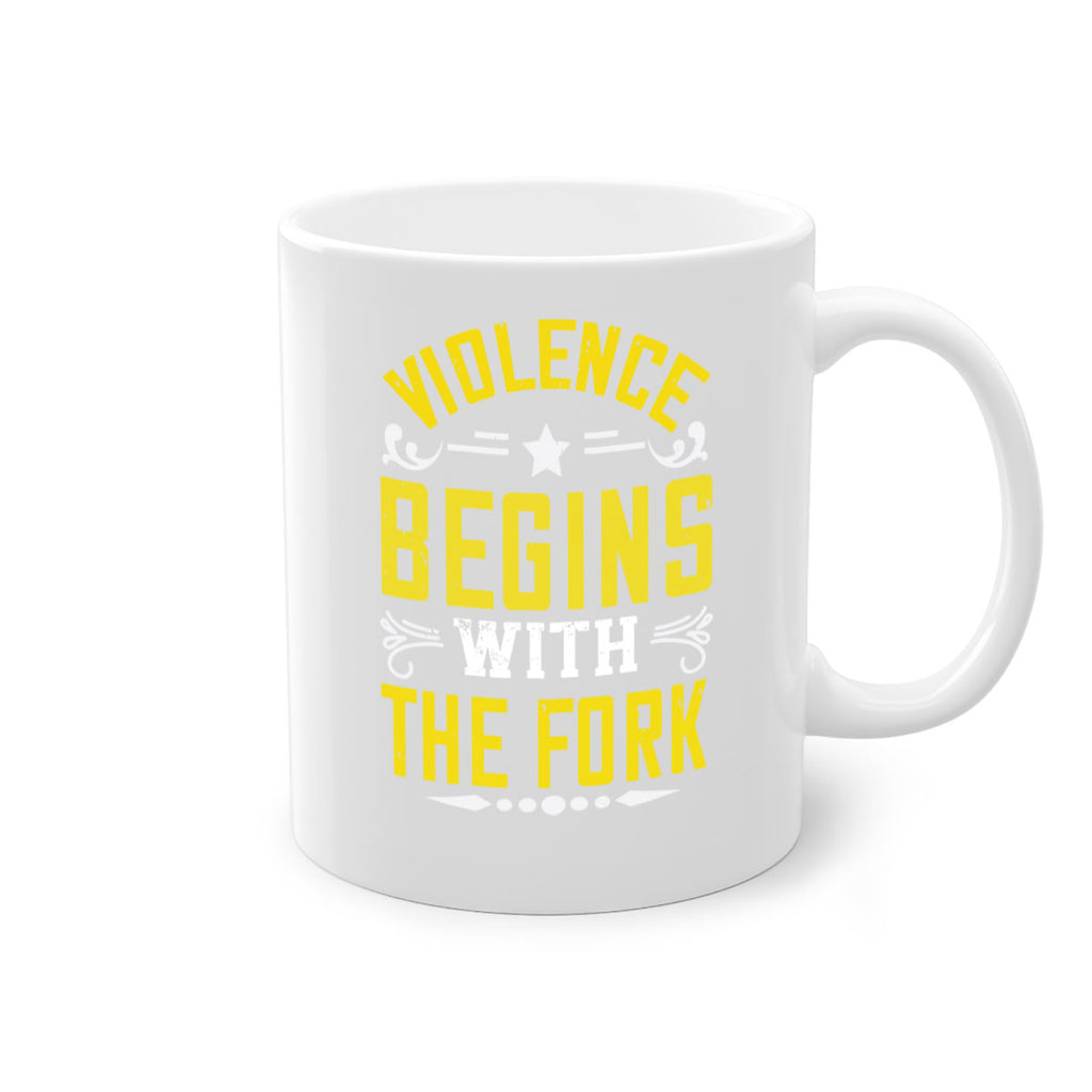 violence begins with the fork 11#- vegan-Mug / Coffee Cup