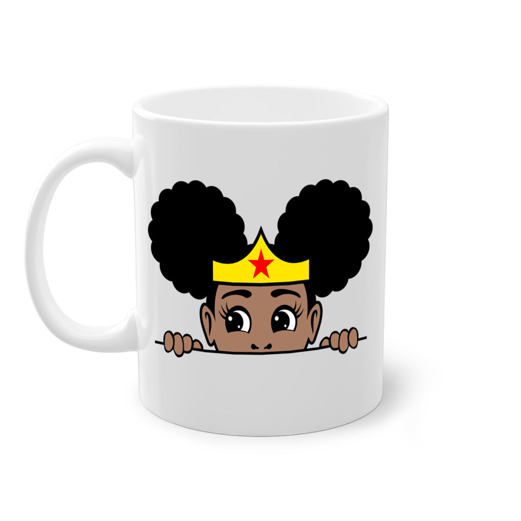 afro puff wonder woman girl peekaboo 84#- Black women - Girls-Mug / Coffee Cup
