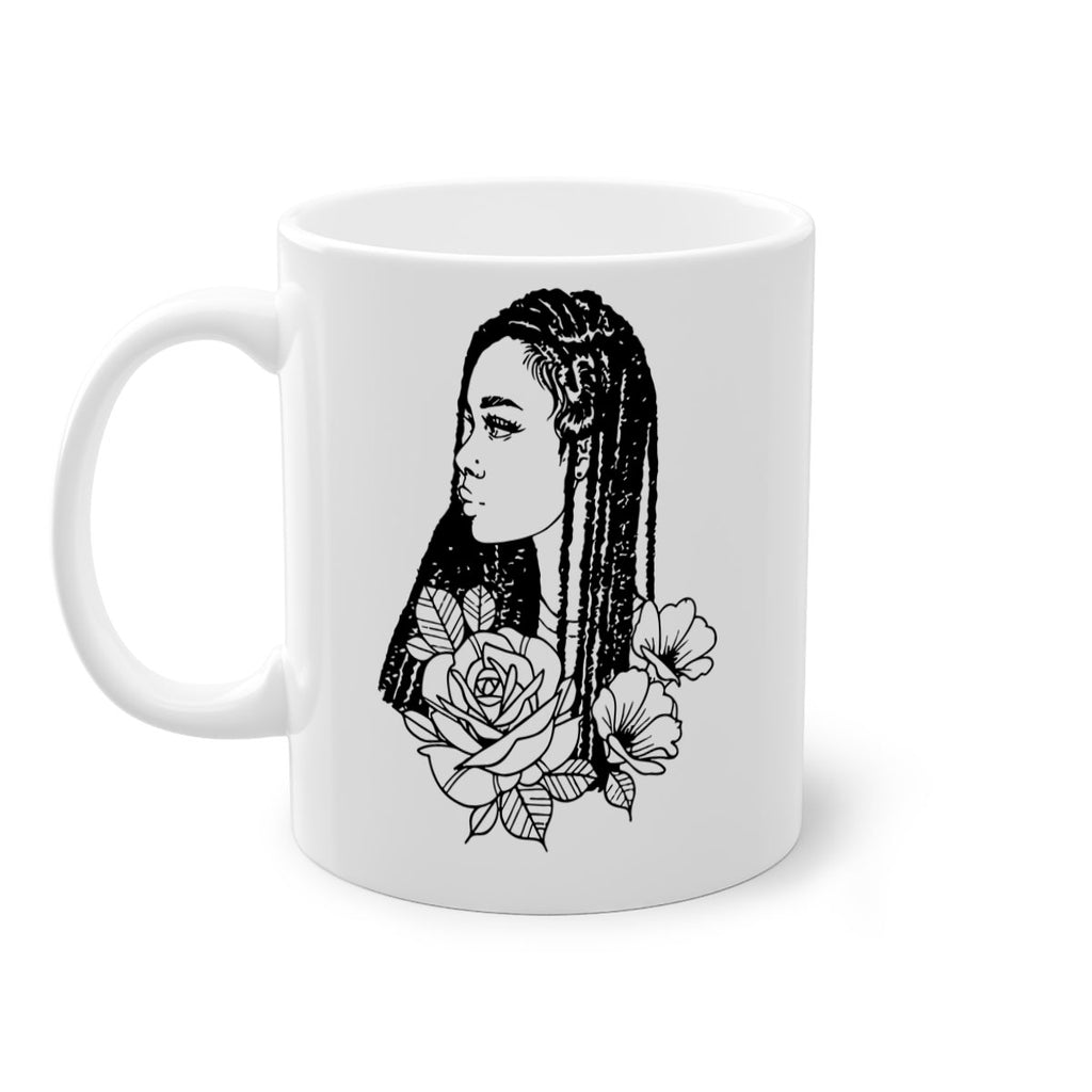 afro with flowers 70#- Black women - Girls-Mug / Coffee Cup