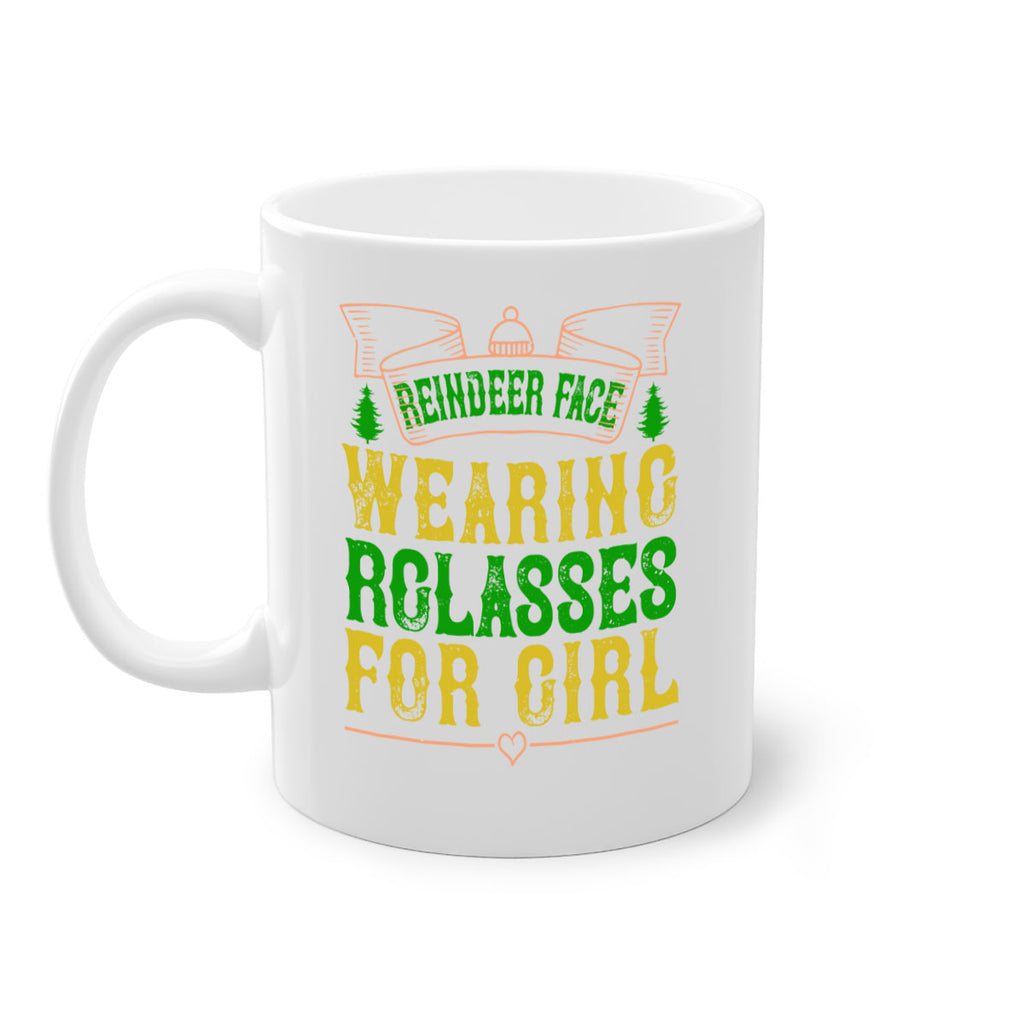 reindeer face wearing glasses for girl 368#- christmas-Mug / Coffee Cup