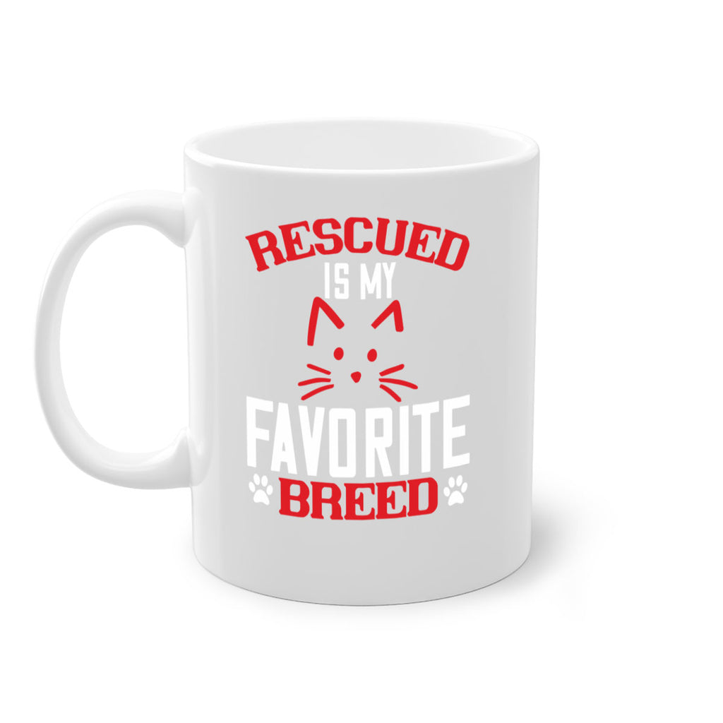 rescued is my favorite breed Style 114#- cat-Mug / Coffee Cup