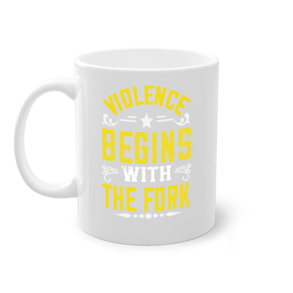 violence begins with the fork 11#- vegan-Mug / Coffee Cup