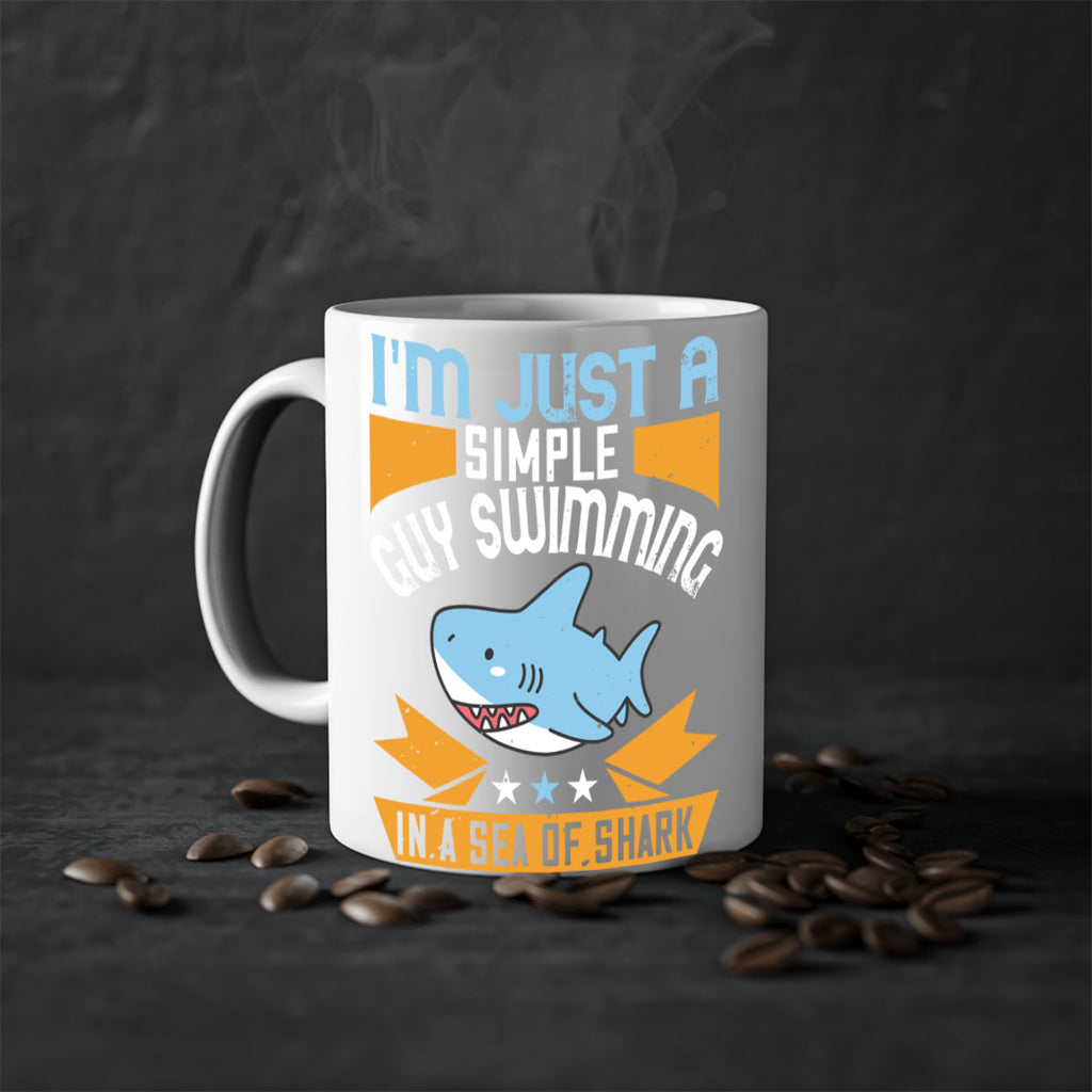 Im just a simple guy swimming in a sea of shark Style 74#- Shark-Fish-Mug / Coffee Cup