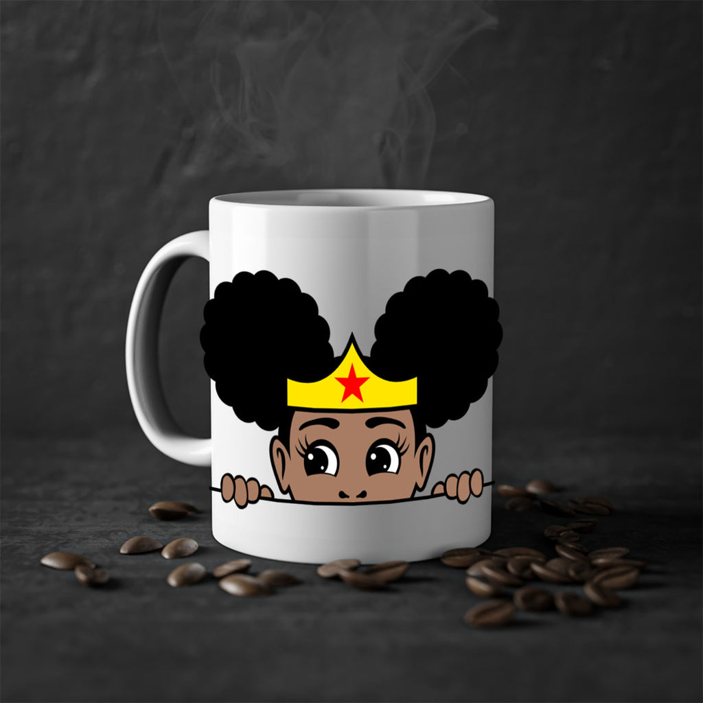 afro puff wonder woman girl peekaboo 84#- Black women - Girls-Mug / Coffee Cup