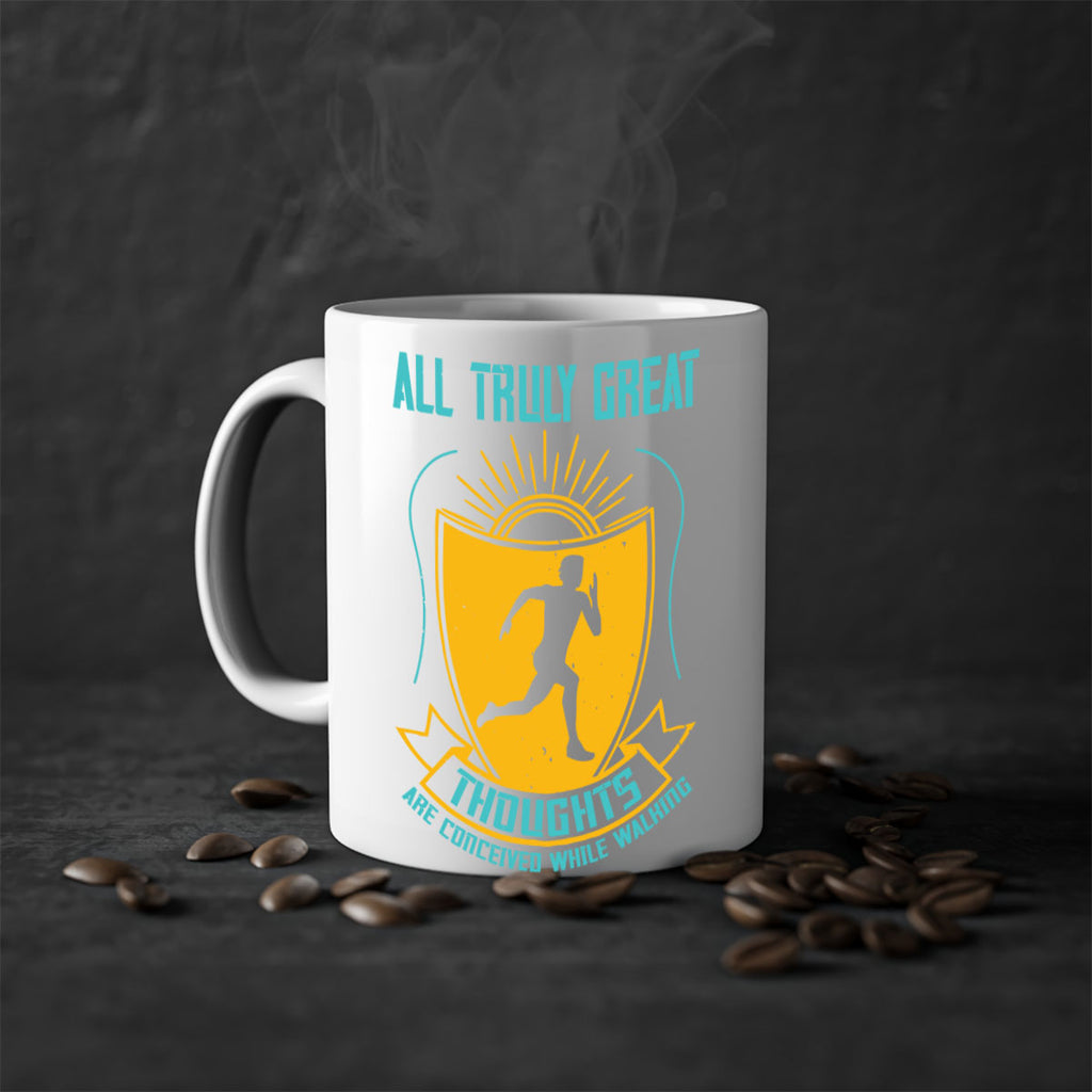 all truly great thoughts are 49#- running-Mug / Coffee Cup
