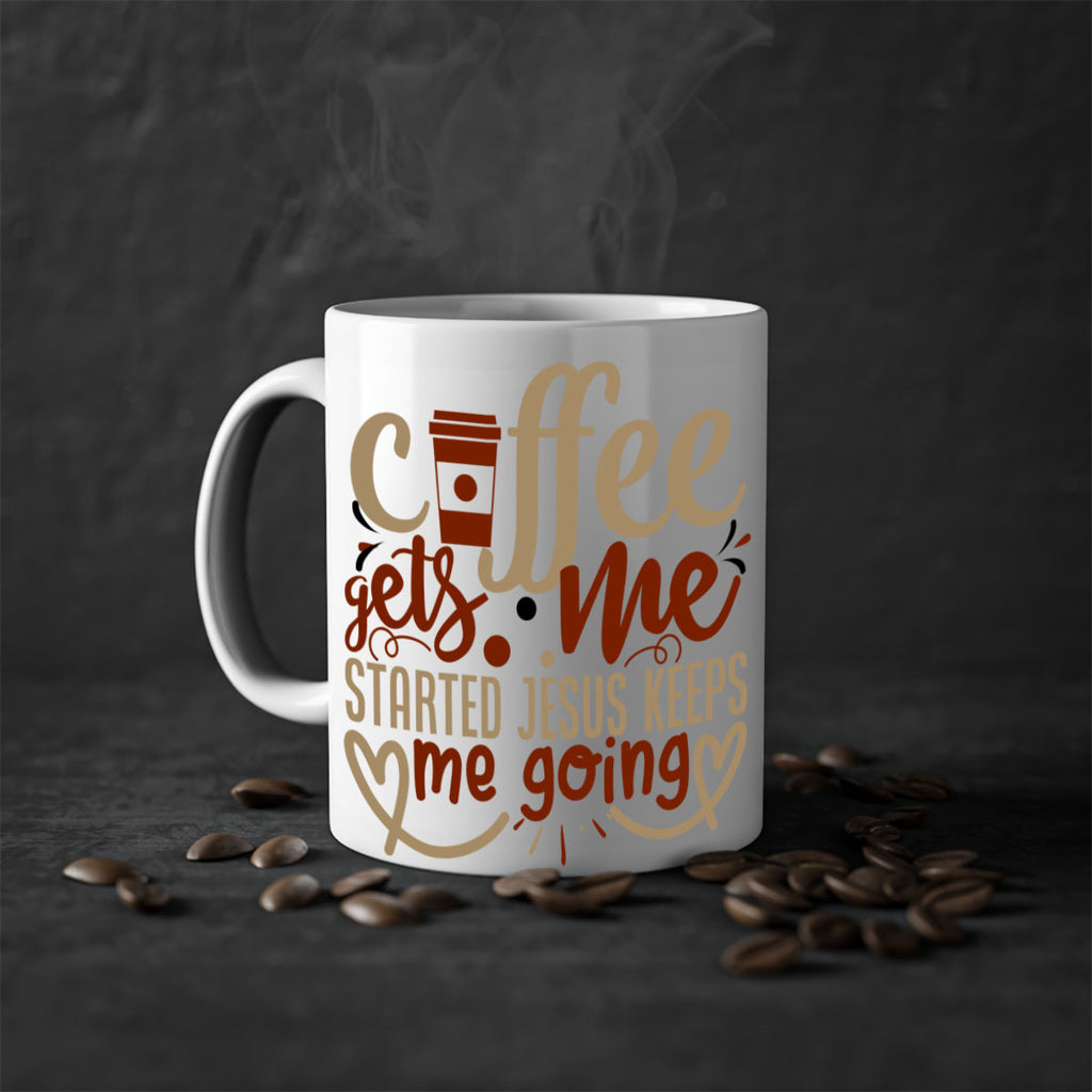 coffee gets me started jesus keeps me going 222#- coffee-Mug / Coffee Cup