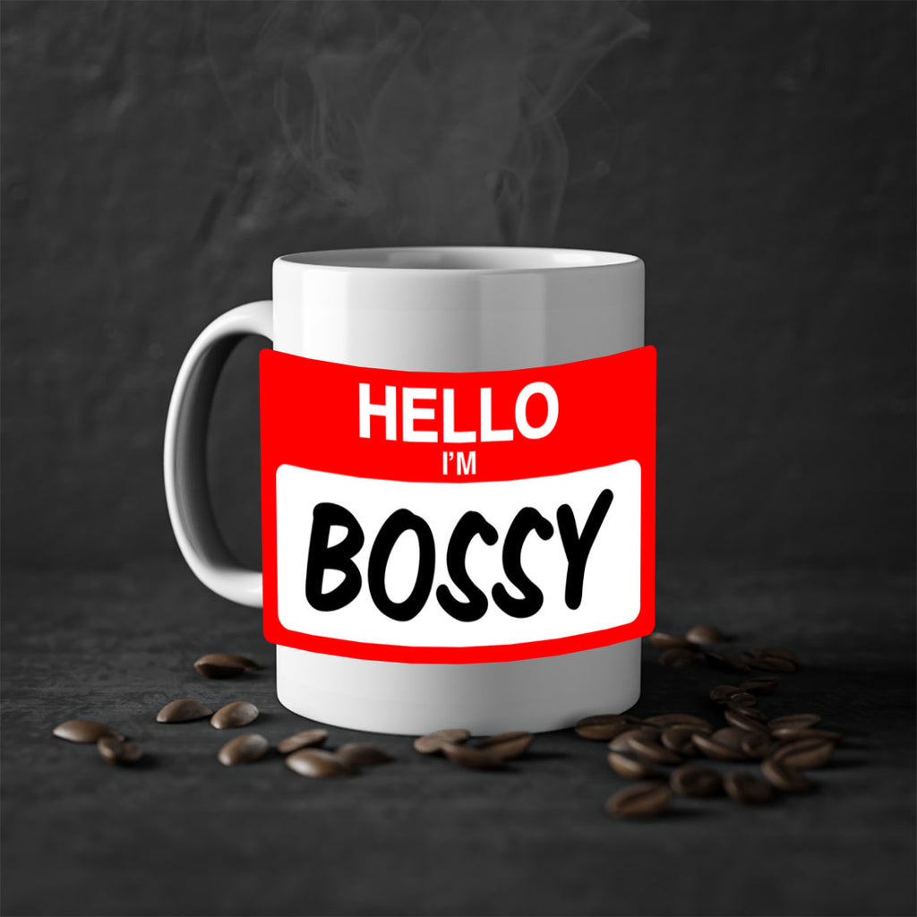 hello im bossy 132#- black words - phrases-Mug / Coffee Cup
