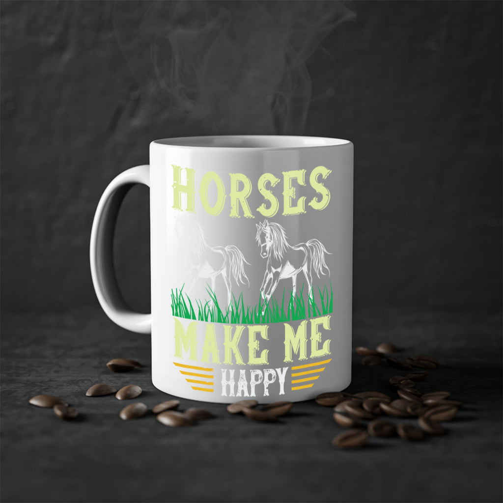 horses make me happy Style 40#- horse-Mug / Coffee Cup