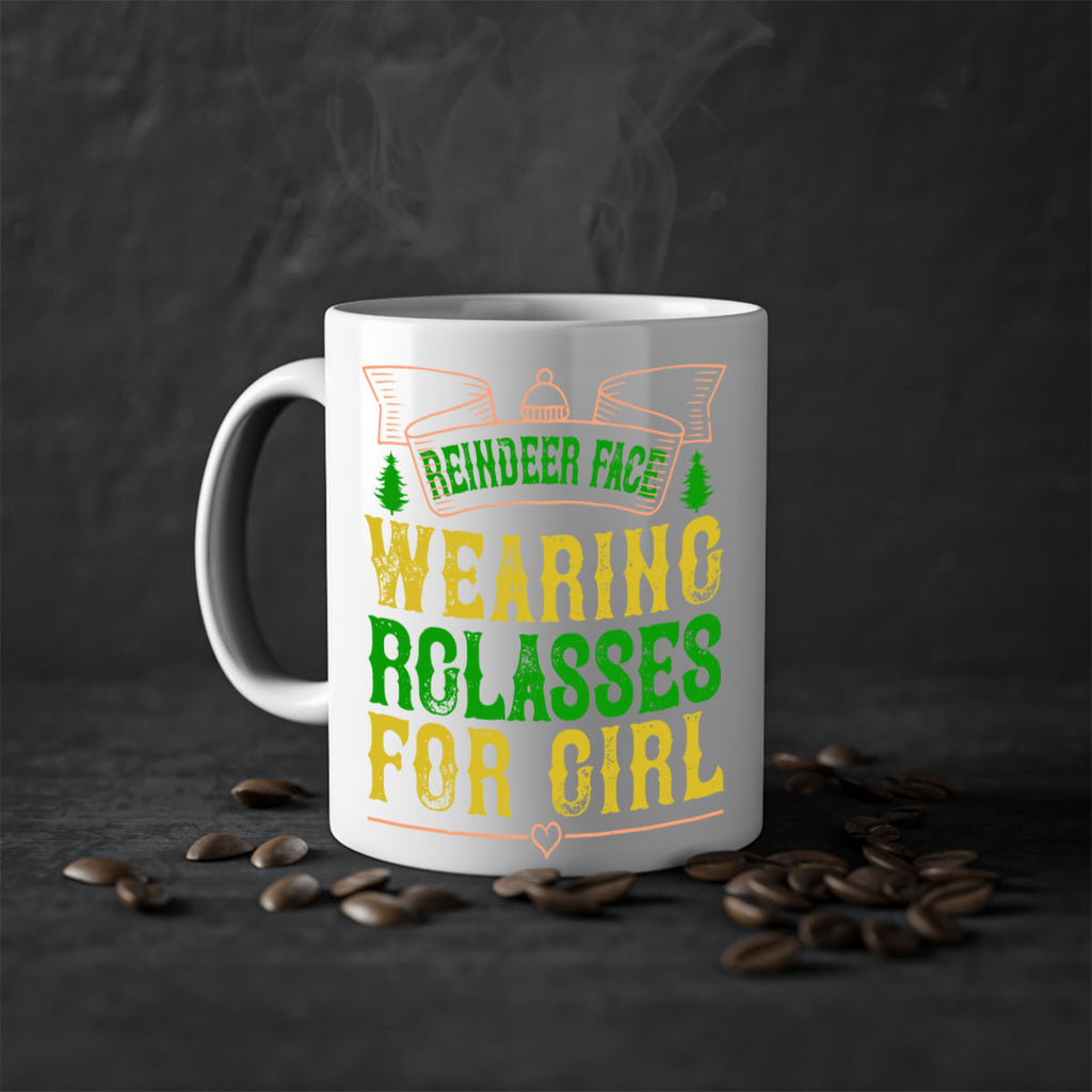 reindeer face wearing glasses for girl 368#- christmas-Mug / Coffee Cup