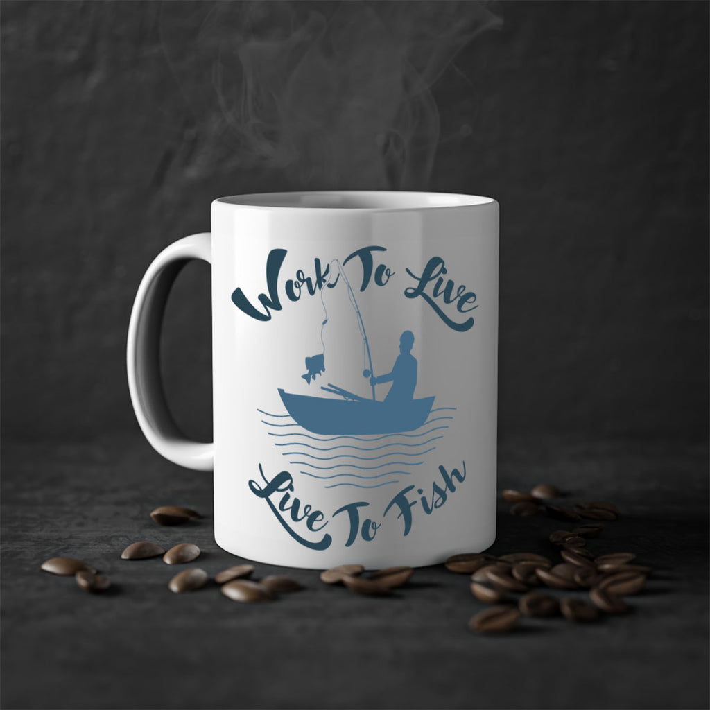 work to live 10#- fishing-Mug / Coffee Cup