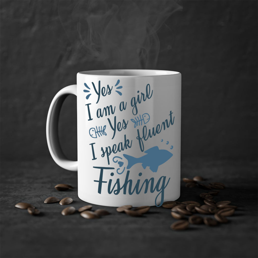 yes i am a girl 9#- fishing-Mug / Coffee Cup